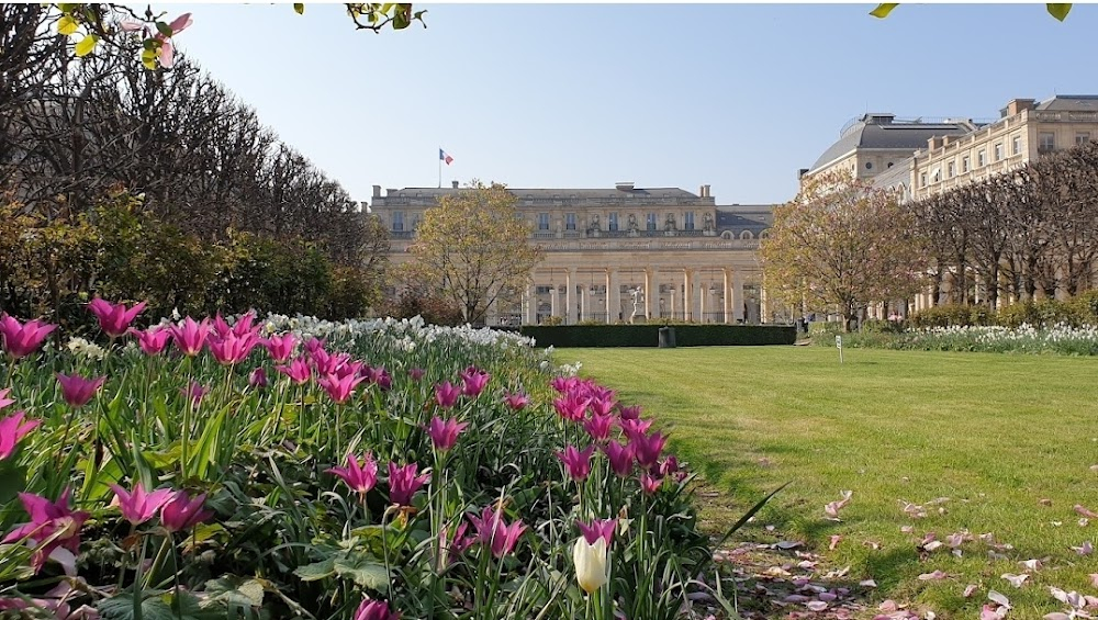 Le château de verre : garden seen from Remy's hotel window, scenes feauturing the man with the pigeons