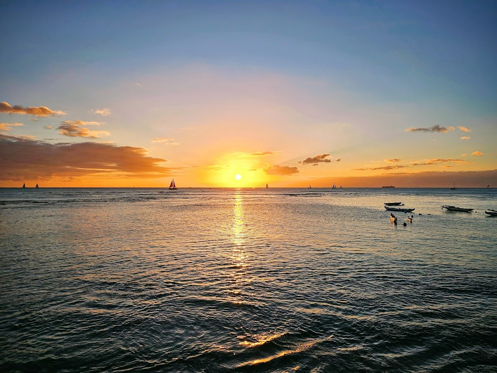 The Descendants : [the place where Matt King - George Clooney - shares some refreshment with his youngest daughter Scottie - Amara Miller - when the speedboat driver/teammate Troy Cook - Laird Hamilton - interrupts their time to apologize about the racing boat accident]