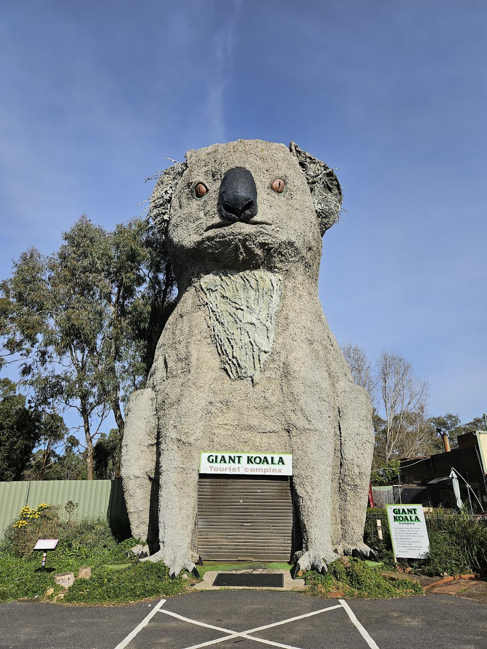 Road to Perth : Alex takes a photo in front of the Giant Koala.