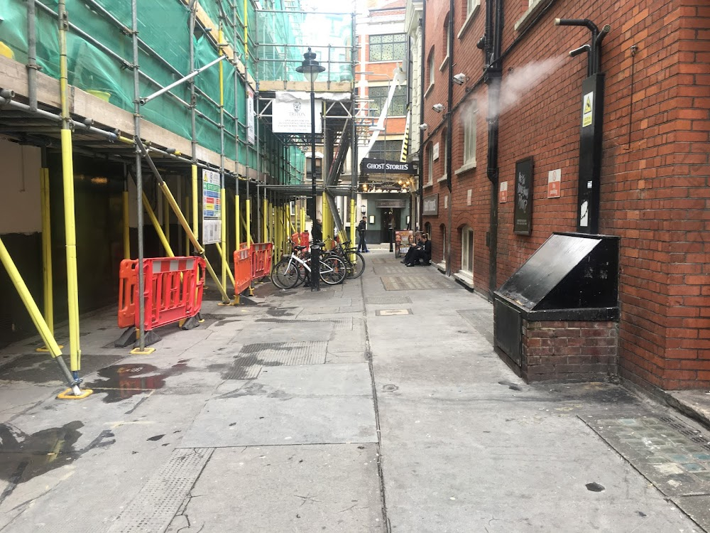 The End of the Line : Mike goes into the Ambassadors Theatre via the Stage Door