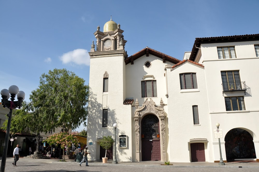 Around the World in California : area around the old plaza including Pico House, church, Olvera Street