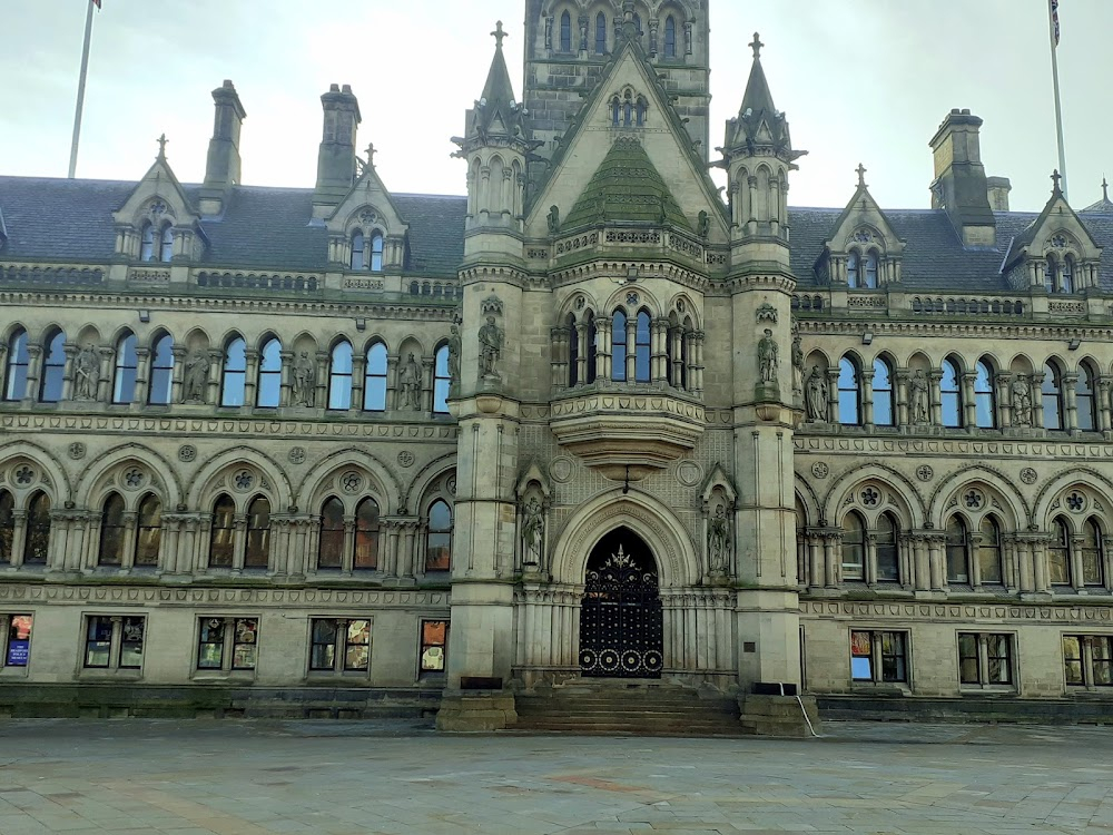 Blacks Britannica : protestors stood outside on Channing Way, before walking towards Bradford Central Police Station